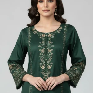 Sairi Wardrobe - Forest Green – Ready To Wear Stitched 2 Piece Suit