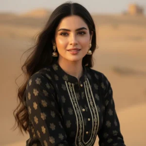 Black Jacquard Lawn – Ready To Wear Stitched 2 Piece Suit